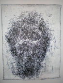 'Head No. 1'.
Ink and Acrylic on unstretched canvas.
182 x 140cm